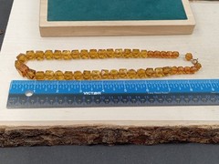 Art Deco 17″ Varies Style & Size Amber Colored Faceted Glass Bead Necklace