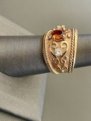 10KT Yellow Gold 0.80CT Citrine & 0.25CTW Diamond Ring. Size 7(B42)