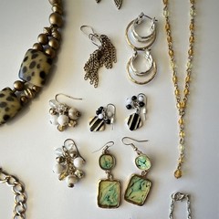 VTG and Modern 16 Piece Costume Jewelry Lot Variety Materials