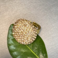 Vintage Cocktail Ring Estate Jewelry Pre-owned Champagne Crystal Dome Any Size