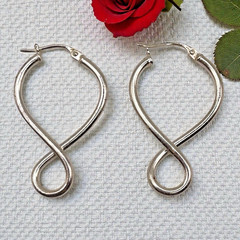 Vintage Designer 925 Sterling Silver Twist Tube Drop Dangle Earrings, 1.25″
