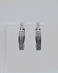 FAS Sterling Silver CZ Double Lined 21mm Hoop Earrings