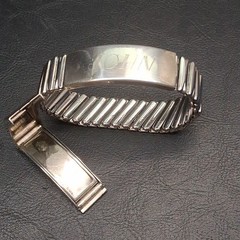 Vintage Signed JB Photo-Vou ID Stretch Bracelet Sterling/Stainless Steel. 17.491