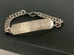 VTG Mens Heavy Sterling Silver Marine Navy Radio Officer ID bracelet 7.25″ 30g