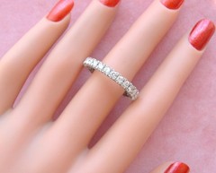 VINTAGE 1.35 ctw BRILLIANT DIAMOND PLATINUM ETERNITY BAND RING 1950 sz 10-10.25
