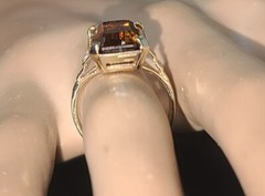 Vintage 14k Yellow Gold Engagement Ring 7.73CT. Natural Bio Tourmaline