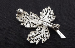 Vintage 835 Silver European Filigree Leaf Brooch