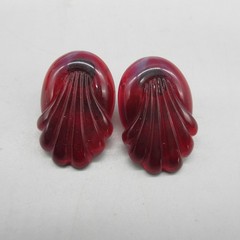 Vtg Lucite Earrings Drop Dangle Green Red Brown Hook for Pierced Ears lot of 3