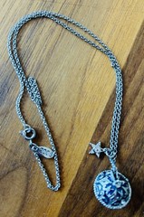 Monet 2008 Blue Enamel Silver Scroll Pendant And Chain 18”