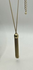 Gold Tone Long Tassel Pendant Necklace – Adjustable Chain