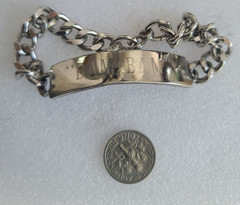 34.2g Vintage Cuban Link Sterling Silver ID Vtg Bracelet BAM-BAM Monogram 8″