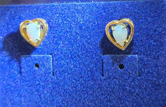 1/20 14K GF Opal Heart Post Earrings, Vintage