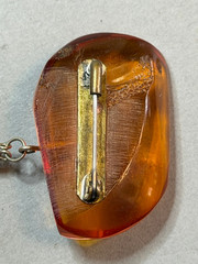 Vintage Baltic Amber Necklace Brooch Pendant 2in1 17.2g 35.5mm Cognac USSR Latvi