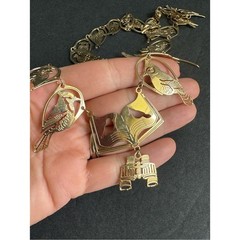 Wild Bryde Field Guide Song Bird Watcher Necklace Gold Tone Rare Vintage 25″