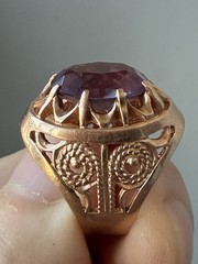 Vintage USSR 14K 583 Gold Alexandrite Ring Soviet Russian Jewelry