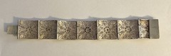 Antique Victorian 7 Panel Bracelet 800 Silver 1.4 Oz Floral Filigree Box Clasp