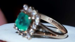 14k rose gold 0.78ct natural diamond sz 4.25 ring emerald vtg treated 2.50g 3823