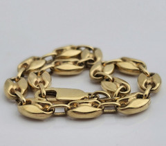 14K Yellow Gold Mariner Anchor Link Charm Bracelet Italy 6 3/4 inch Italian