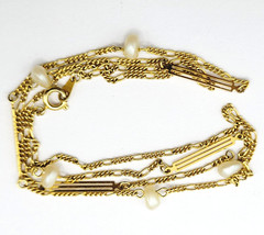 Freshwater Pearl Multi Style Link Gold Tone Chain Vtg Station Necklace 24 Inch