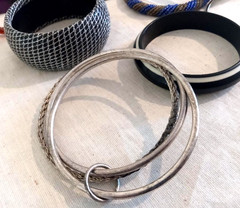 Lot of 21 Bangle Bracelets Mixed Metal Plastic Stackable Fashion Jewelry