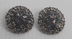 Vintage Judy Lee Peacock Glass Clip-On Earrings Iridescent Blue Purple Green