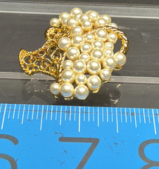 Vintage NAPIER Basket Brooch Gold Tone Filigree Faux Pearl Bouquet Basket Pin