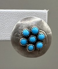 Vintage Sterling Silver 925 Ella Peter Turquoise Stone Stud Earrings (3.51g)