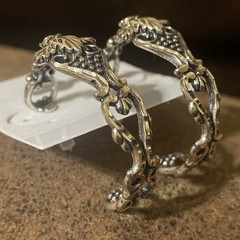 VTG Sterling Wheeler WM Co Black Hills Design Rose Leaves Hoop Stud Earrings