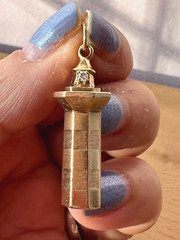 VINTAGE 14K GOLD DIAMOND LIGHTHOUSE CHARM PENDANT SOLID CUSTOM MADE NAUTICAL