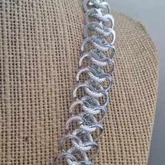 Vintage Germany Aluminum Chainmail Choker Necklace Mid‑Century minimalist 18.25″
