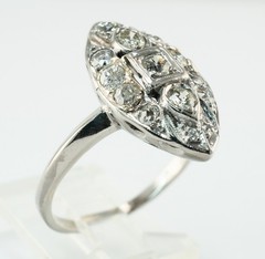 Diamond Ring Palladium Old Mine Art Deco Vintage .88ct TDW