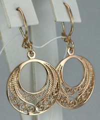 Very Rare USSR Vintage 14K 583 Rose Gold Openwork Dangle Earrings 5,35 g.