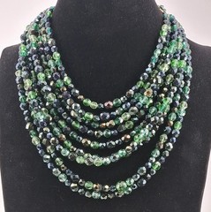 Coppola E Toppo Italy Vintage Green Glass Beaded Necklace, Adjustable Length