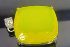 Natural Yellow Opal 124.0 Ct Cushion Shape Certified 925 Silver Pendant 6AGY