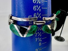 Vintage Taxco TS-108 925 Silver Malachite Onyx Necklace Bracelet Earrings