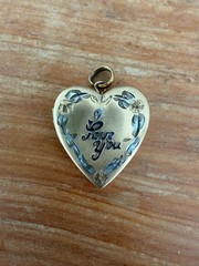Vintage 1/20 14k Gold-Filled Heart Locket with I Love You