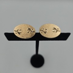 VTG Swank Mens Cufflinks Brushed Gold Tone W/ Etched Filigree Bullet Back