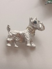 Vintage Costume Jewelry Brooch Lot – Enamel Fish, Silver Tone Scottie Dog,…
