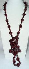 vtg 35″ Cluster Bohemian Garnet Necklace Single Strand with vtg Clip Earrings