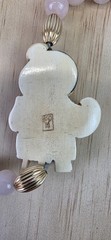 Vintage Chinese Export Necklace, Carved Rose Quartz Flower, Signed Asian Figural
