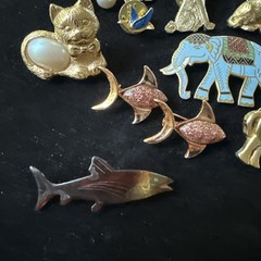 Animals Dogs Fish Birds Brooch Pin Lot MCM Jewelry Insects