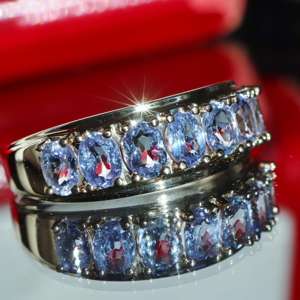 10k yellow gold ring 1.00ct natural tanzanite size 6 band vintage 2.15gr N3511