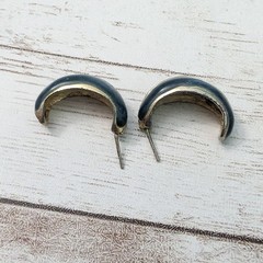 Vintage Earrings For Pierced Ears Dark Teal – Repair Needed