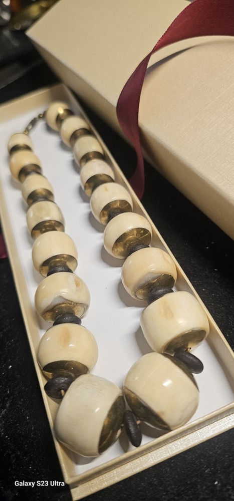 Vintage Horn/bone Bakelite And Elephant Horn necklace Rare Treasure Beautiful