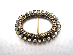 Vintage Lot of 4 Clear Rhinestone Brooch Pins & 1 Buckle/Slide