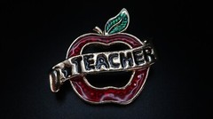Vintage Gold Tone Enamel Apple Teacher Brooch Pin Size: 5cm x 4.5cm BB3