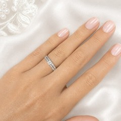 DIAMOND ART DECO BAND RING – 900 PLATINUM – 0.25 CTW – VS2 F-G – SIZE 7