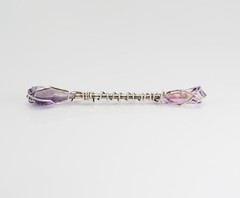 Unusual one of a kind sterlign silver amethyst artisan handmade bar brooch pin