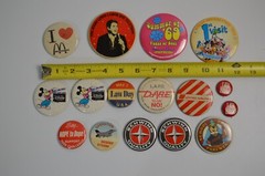 16 Vintage Pinbacks Buttons Disney Store Law DARE Yogi Jerry Lewis Drugs United