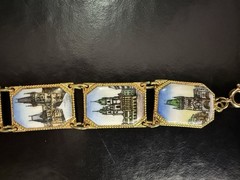 Vintage Gold Tone Enamel Souvenir Bracelet From Praha (Prague) Czech Republic